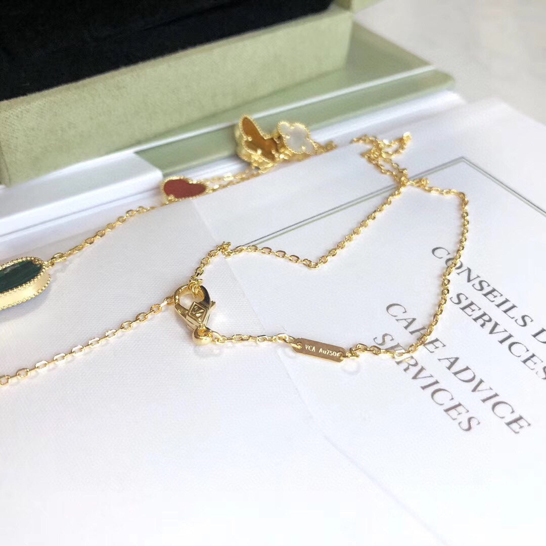 [moco jewelrys]LUCKY SPRING 4 MOTIFS ROSE GOLD NECKLACE