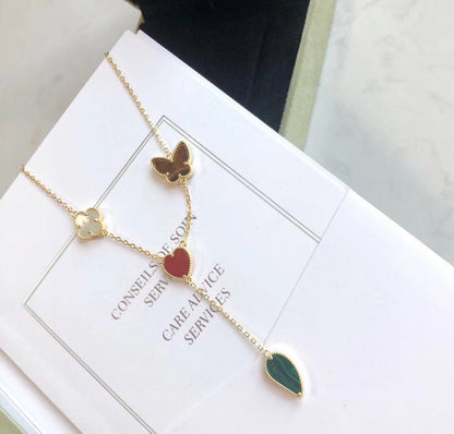 [moco jewelrys]LUCKY SPRING 4 MOTIFS ROSE GOLD NECKLACE