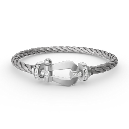 [moco jewelrys]FORCE LARGE HORSESHOE HALF DIAMOND BRACELET SILVER