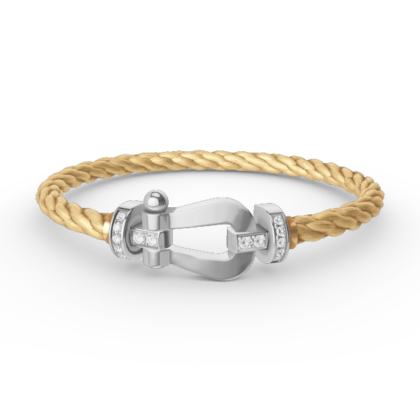 [moco jewelrys]FORCE LARGE HORSESHOE HALF DIAMOND BRACELET SILVER