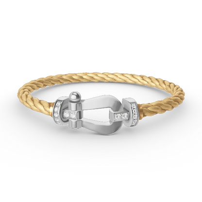 [moco jewelrys]FORCE LARGE HORSESHOE HALF DIAMOND BRACELET SILVER