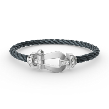 [moco jewelrys]FORCE LARGE HORSESHOE HALF DIAMOND BRACELET SILVER