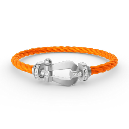 [moco jewelrys]FORCE LARGE HORSESHOE HALF DIAMOND BRACELET SILVER