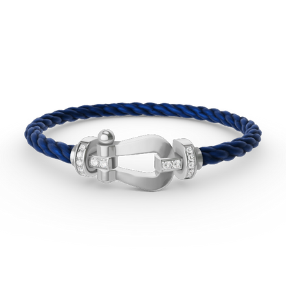 [moco jewelrys]FORCE LARGE HORSESHOE HALF DIAMOND BRACELET SILVER