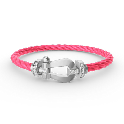 [moco jewelrys]FORCE LARGE HORSESHOE HALF DIAMOND BRACELET SILVER