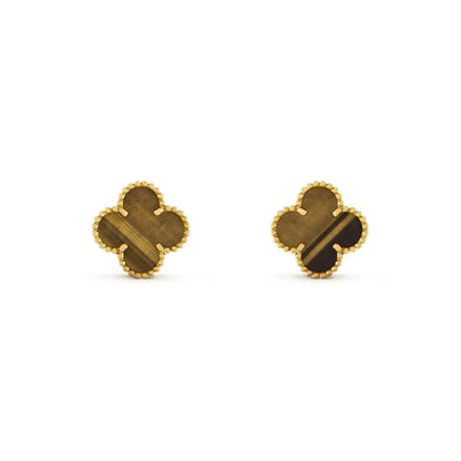 [moco jewelrys]CLOVER MEDIUM 1 MOTIFS TIGER EYE EARRINGS