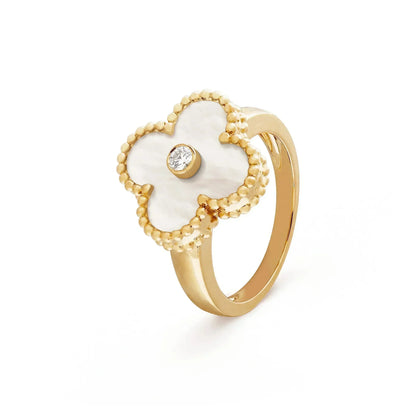 [moco jewelrys]CLOVER PINK MOP RING GOLD DIAMOND
